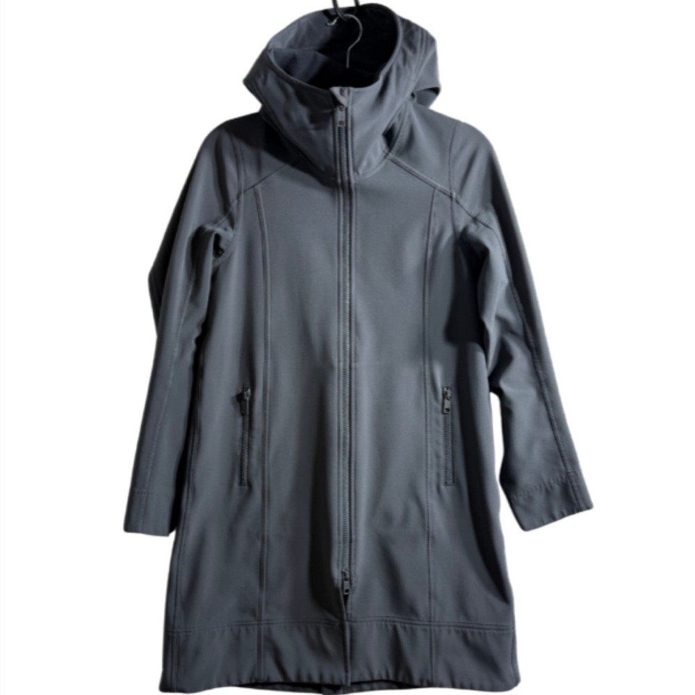Lululemon Apres Yoga Long Rain Coat Jacket Softshell Size 4 Grey Repellent